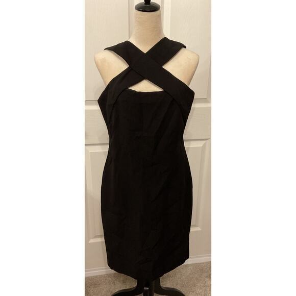 NWT Halston Andie Stretch Crepe Cocktail Mini Dress in Jet Black, 12 - Picture 6 of 8